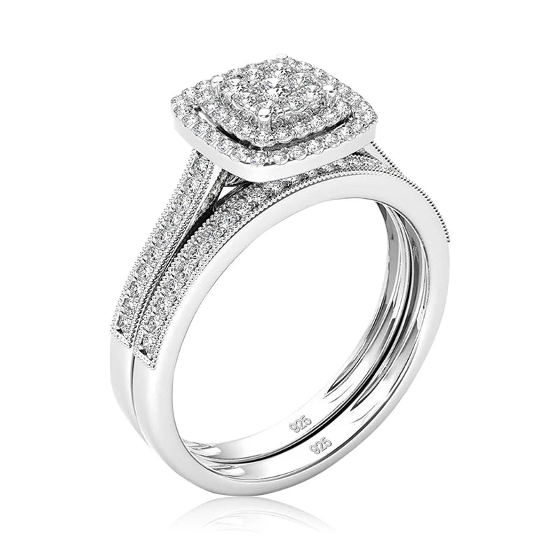 luckacco szjinao 2pcs moissanite ring set for woman original 925 silver wedding jewelry luxury engagement ladies anniversary gift trend