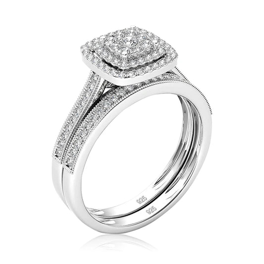 Luckacco Szjinao 2pcs Moissanite Ring Set For Woman Original 925 Silver Wedding Jewelry Luxury Engagement Ladies Anniversary Gift Trend