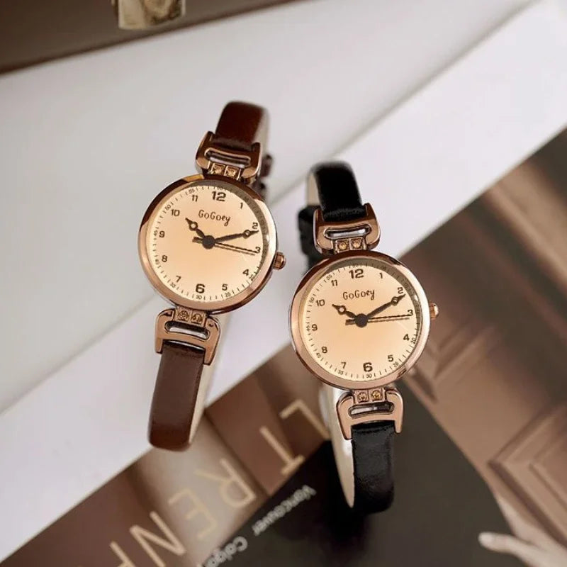 luckacco 2025 quartz watch women pu leather thin strap wristwatch ladies watches solid color fashion women gift watch relojes para mujer