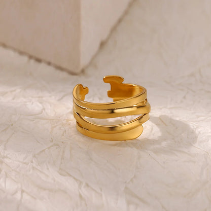 Luckacco Double Heart Rings For Women Gold Color Stainless Steel Open Adjustable Ring Female Fashion Party Wedding Aesthetic Jewelry Gift