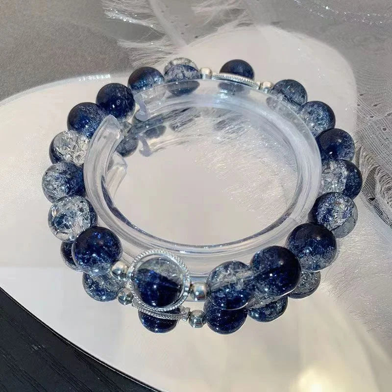 luckacco luxury galaxy planet bracelet for women popcorn crystal opal beads butterfly feather pendant bracelet harajuku jewelry gifts