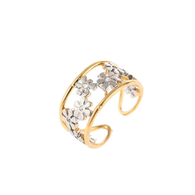 luckacco creative sunflower adjustable opening ring for women exquisite daisy flower ring jewelry accessories bague moissanite véritable