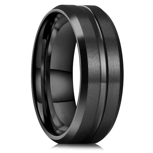 Luckacco Fashion 8mm Black Tungsten Wedding Celtic Dragon Rings Inlaid Blue Zircon Stainless Steel Rings for Men Blue Carbon Fibre Ring