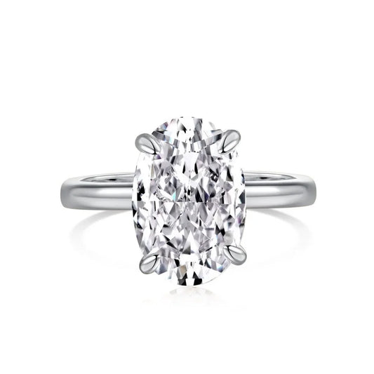 Luckacco Exquisite Gold Silver Color Rings for Women Oval Dazzling Zircon Jewelry Bride Wedding Anniversary Gift for Wife&Girlfriend