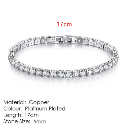 Luckacco Fashion Multicolor Tennis Bracelet for Women 2.5/3/4/5mm Zirconia Charm Designer Tennis Chain Men Bracelet Wedding Jewelry KC128