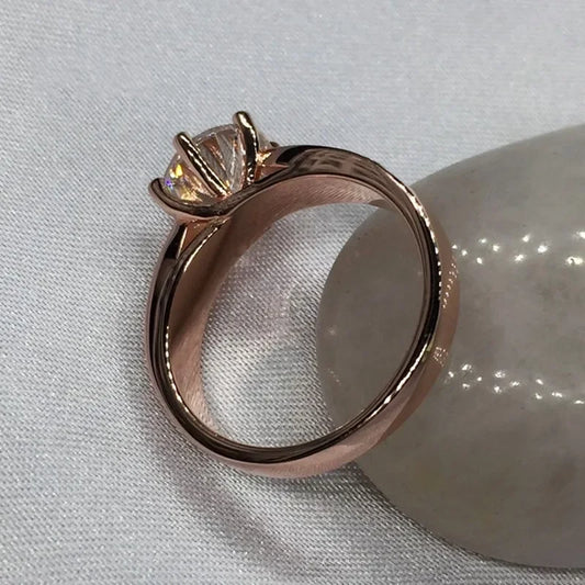 Luckacco 18K Rose Gold 3ct Lab Diamond Promise Ring Engagement Wedding Band Rings for Women Bridal Jewelry Gift