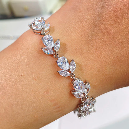 Luckacco Uilz New Classic Cubic Zirconia Water Drop Bracelet Bangle for Women Tennis Chain Wedding Dinner Party Birthday Wedding Jewelry