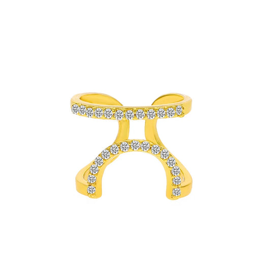 Luckacco Fashion Women's Crystal Nail Cover Ring Luxury Zircon Manicure Fingertips Joint Fake Nail Rings For Women Party Jewelry Gifts