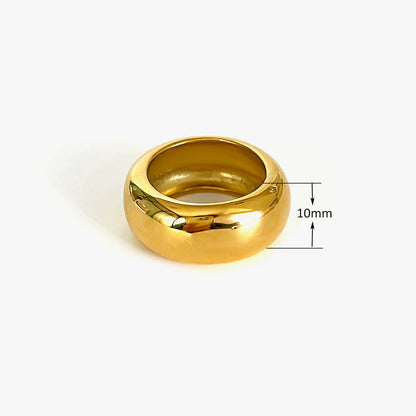 Luckacco Peri'sbox 8mm 10mm High Polish 18K Gold Plated Round Chunky Rings for Women Men Smooth Stainless Steel Minimalist Party Jewelry