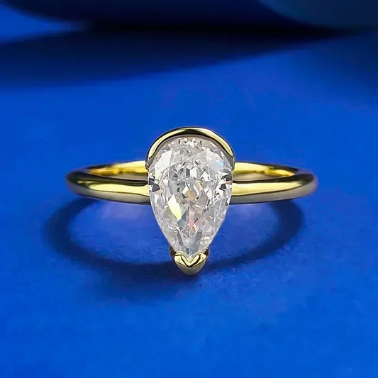 Luckacco 14K Gold Vintage Lab Diamond Ring 100% Real 925 Sterling Silver Party Wedding Band Rings for Women Engagement Jewelry Gift