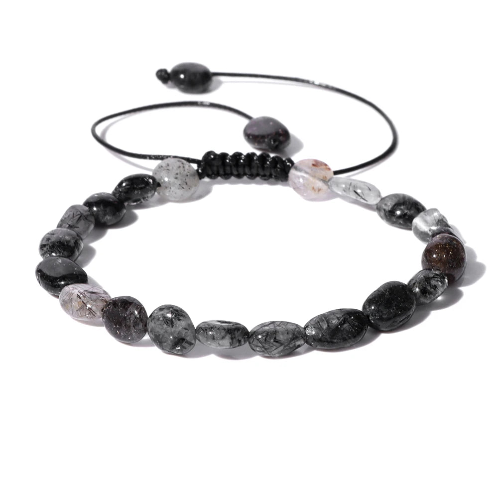 luckacco natural crystal gravel stone bracelets for women healing irregular amethysts lapis lazuli rose quartzs chain bracelet jewelry