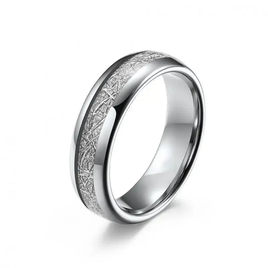 Luckacco Personalized Couple Stainless Steel Engagement Jewelry Ring, Opal Inlaid Dome Engagement Ring, Daily Matching Ring