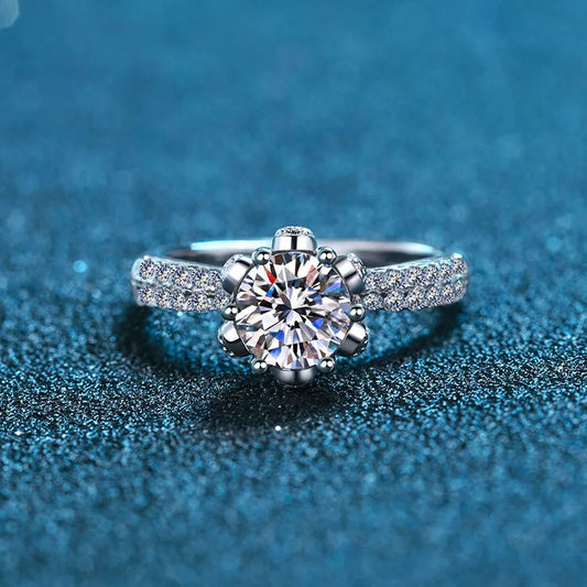 Luckacco D-color moissanite ring women's diamond 18K gold set with 1-carat moissanite diamond women's ring platinum PT950 imprint