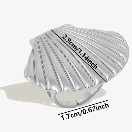 Luckacco 1pc Stylish Marine Jewelry Ocean Sea Animals Conch Starfish Shell Ring Stainless Steel Jellyfish Scallop Rings Women Charm Gift