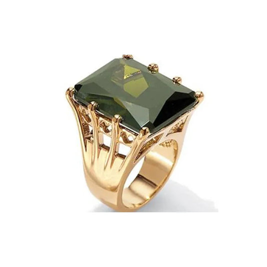 Luckacco Ladies Green Emerald Rings Romantic Classic Rings Valentine's Day Gifts Fashion Temperament Red Gems High Quality Jewelry
