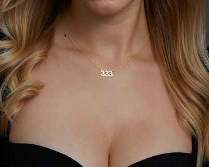 Luckacco Personalized Gold Angel Number Necklace Lucky Number 111 222 333 444 555 666 777 888 999 Silver Number Pendant Gift for Her