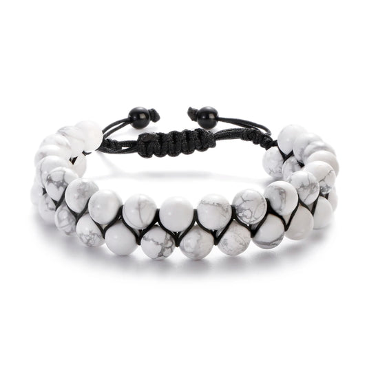 Luckacco Fashion Men Tiger Eye Natutal Stone Beaded Braided Bracelet Bangles Handmade Double Layer Lapis Lazuli Bracelets Hommes