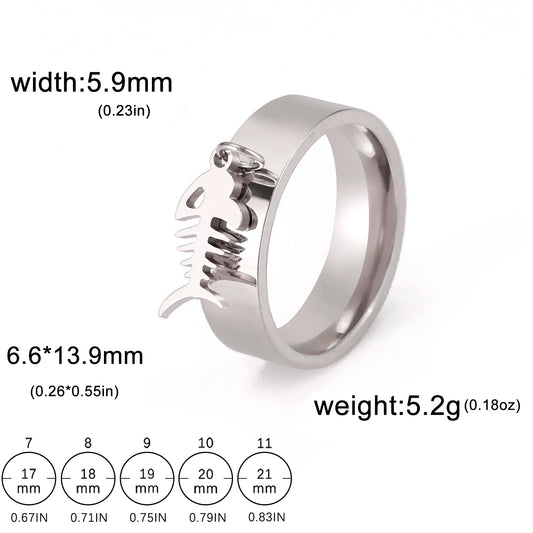 Luckacco Unift Women Stainless Steel Charms Rings Flower Leaf Spider Paw Pendant Finger Ring Fashion Minimalist Couple Jewelry