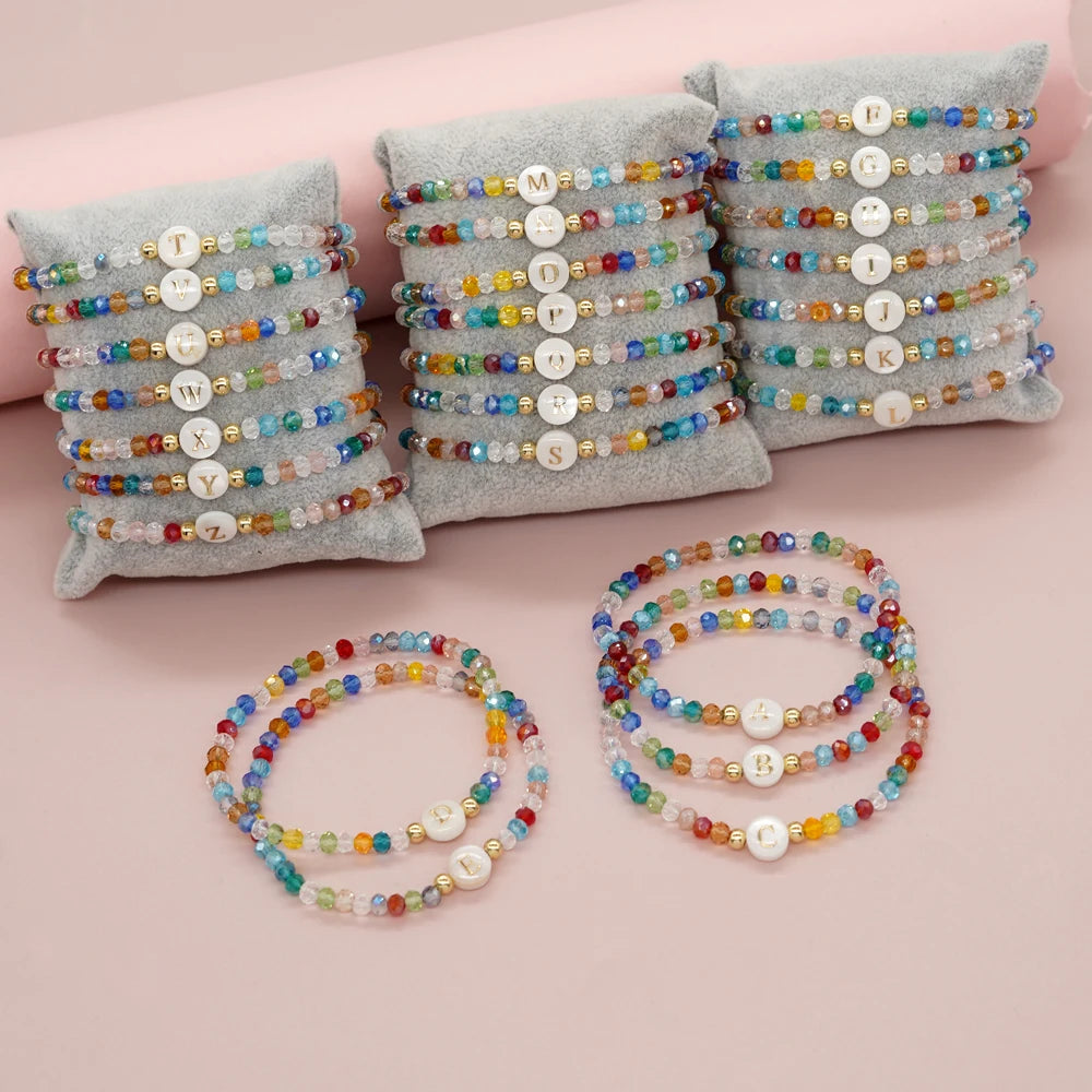 luckacco go2boho crystal shell letter a-z bracelets for women boho summer beach lucky fashion trend jewelry accessories surprise gifts