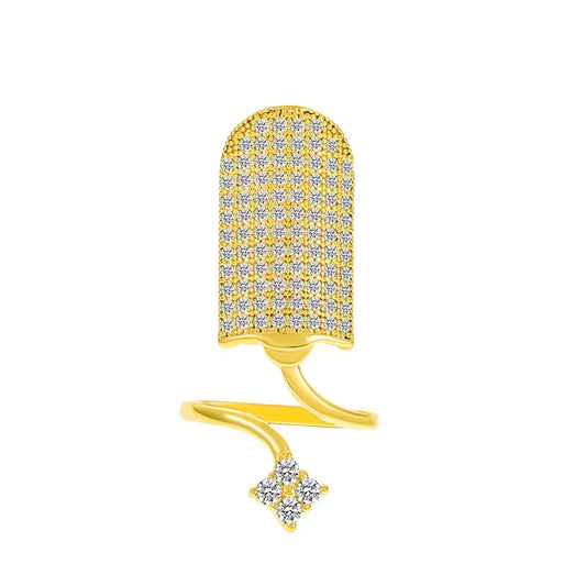 Luckacco New In 2023 Luxury Nail Ring Micro Paved Crystal Phalanx Finger Manicure Joint Cuticle Rings For Women Trend Jewelry