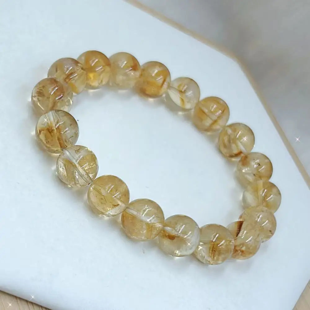 luckacco 10-11mm  female male jewelry natural gemstone yellow quartz lucky energy big round citrine bracelet 7-9inch