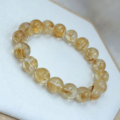 Luckacco 10-11MM  Female Male Jewelry Natural Gemstone Yellow Quartz Lucky Energy Big Round Citrine Bracelet 7-9inch
