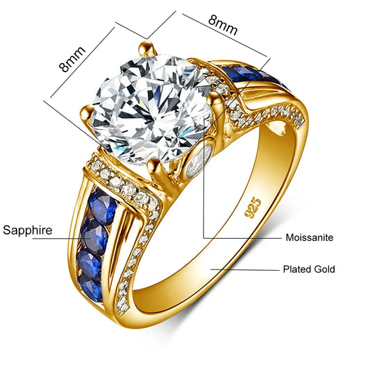Luckacco Certified D Color VVS1 2ct Moissanite Diamond Ring For Women 100% Sterling Silver Good Quality Wedding Jewelry Pass Diamond Test