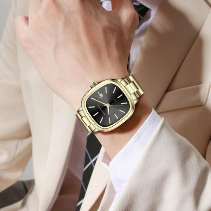 Luckacco Mens Watch Fashion Stainless Steel Strap Japanese Quartz Movement Top Brand Blue Silver 3Bar Waterproof Wrist Watch reloj hombre