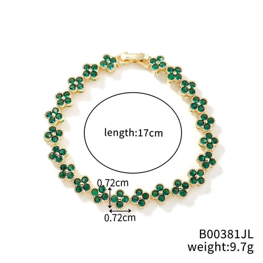 Luckacco Classic Fashion Colored Crystal Flower Lucky Bracelet Women Personalized New Stainless Steel Bracelet Party Jewelry Accessories