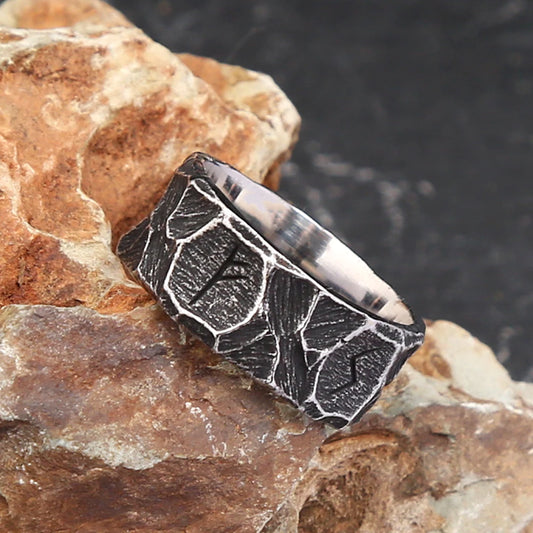 Luckacco Vintage Stainless Steel Nordic Viking Rune Rings For Men Women Fashion Punk Biker Couple Amulet Ring Jewelry Gift