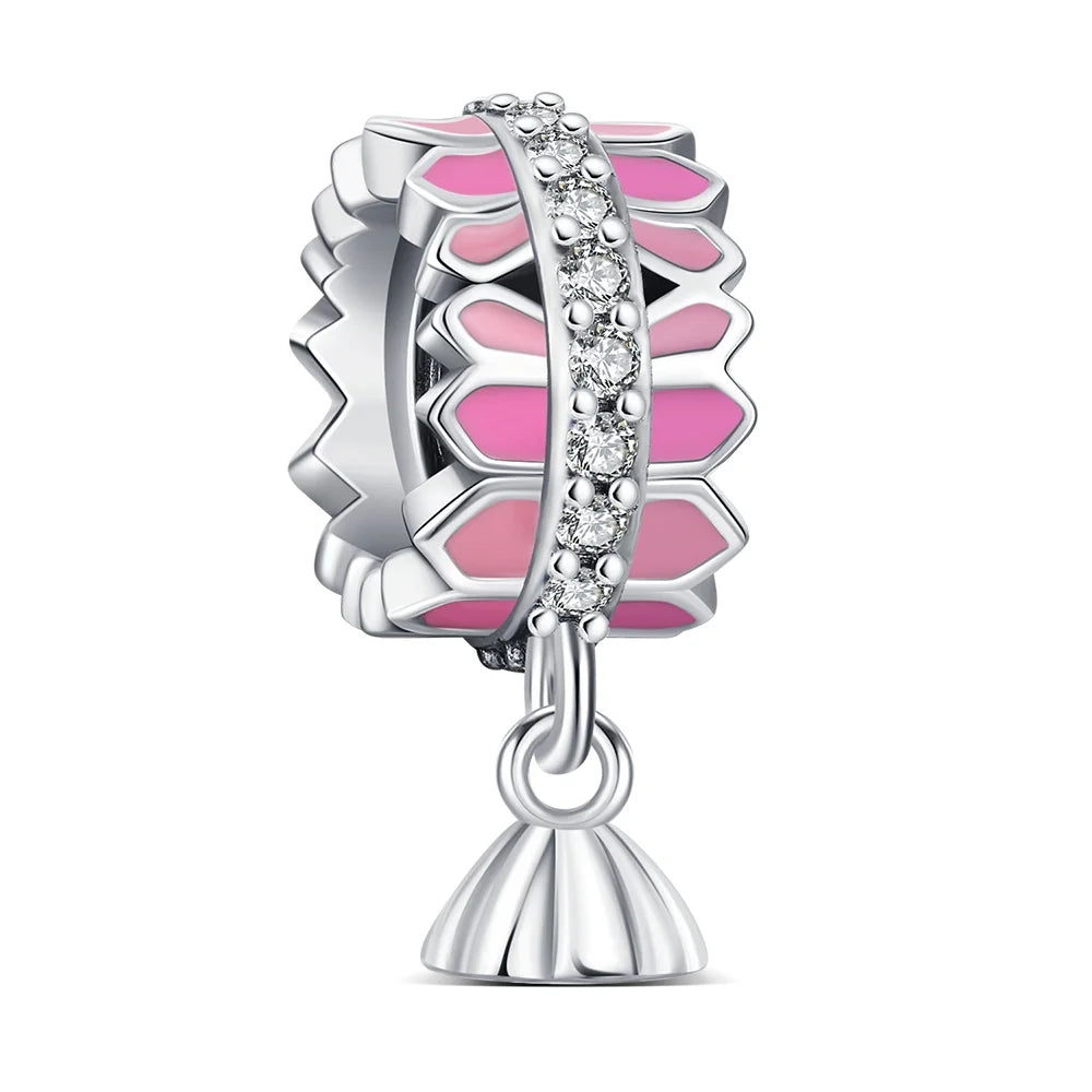 luckacco 925 sterling silver lotus charm fit bracelet diy for women fashion pendant romantic jewelry elegant charm fine 2025 new hot bead