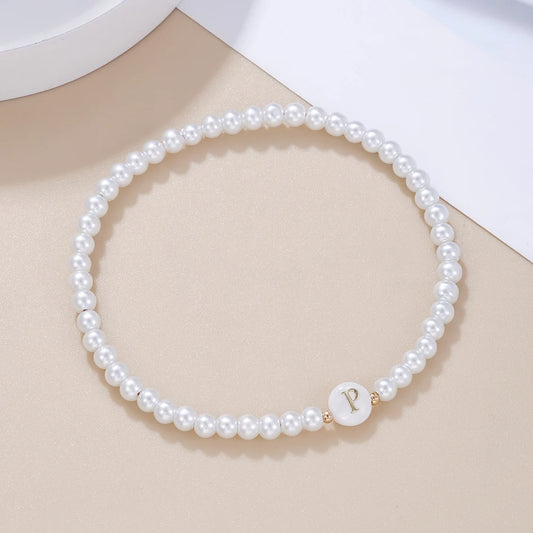 Luckacco New Fashion 26 Letter Bracelet Women Temperament Handmade Simulated Pearl Bead Bracelet For Women Jewelry Gift