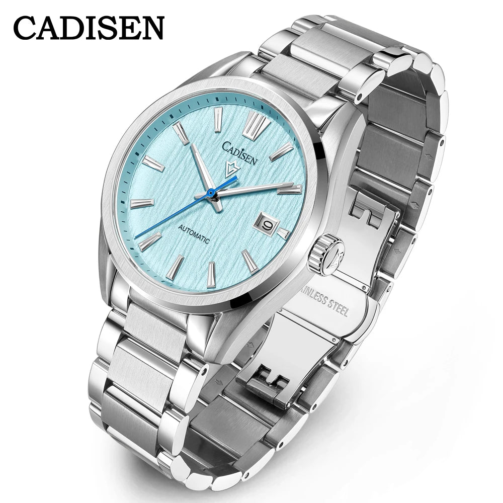 luckacco cadisen 2024 new luxury men mechanical wristwatches 10bar waterproof japanese nh35 movement automatic watch steel watch for men