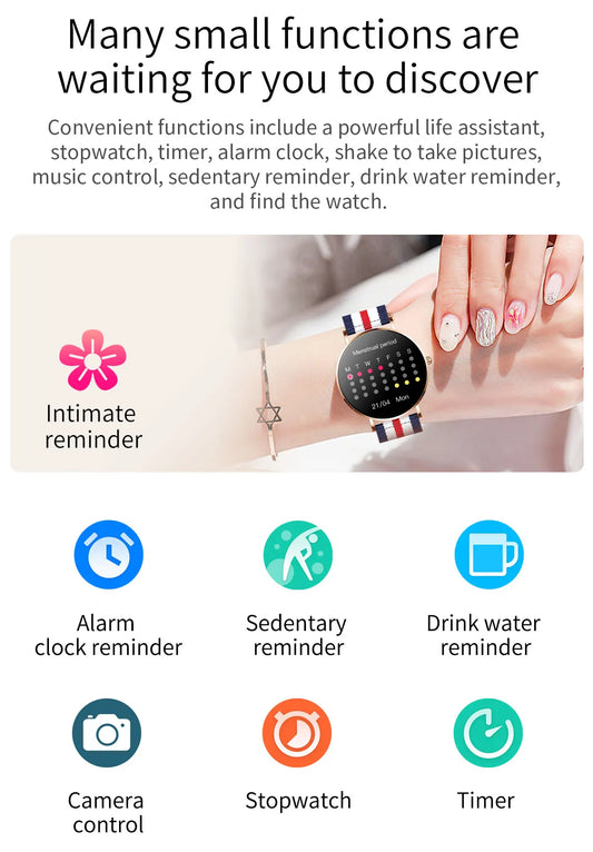 Luckacco Newest T8 Lady ultra thin AMOLED Screen smart watch Blood Oxygen sport smart band reloj inteligente Women smart watch