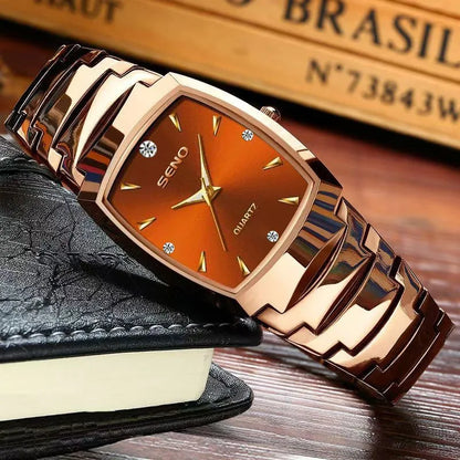 Luckacco Luxury Watch for Men Business Fashion Square Quartz Wristwatch Classic Stainless Steel Luminous Waterproof Male Date Clock Gifts