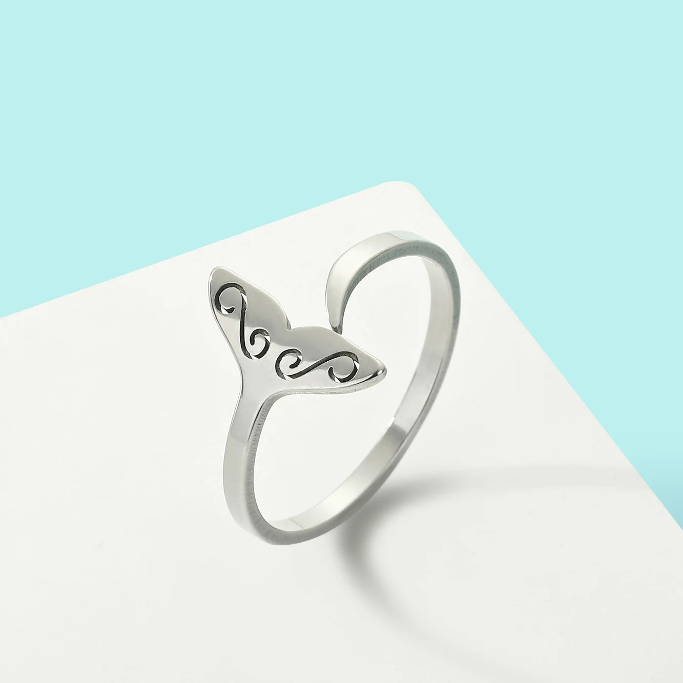 luckacco kinitial stainless steel sea whale mermaid fish tail knuckle ring dainty jewelry boho romantic anniversary gift
