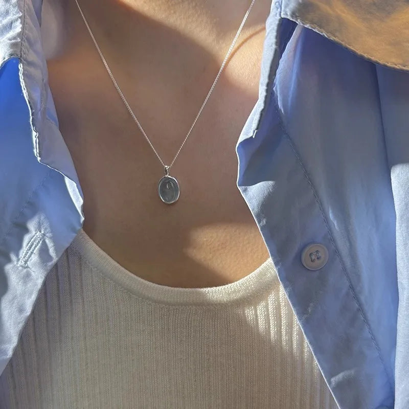 luckacco panjbj 925 sterling silver moonstone necklace for women girl individuality geometric simple jewelry birthday gift