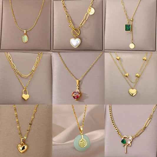 Luckacco Zircon Heart Cross Necklaces For Women Vintage Geometric Surrounded By Vines Choker Necklace Aesthetic Fashion Jewelry Gift 2025