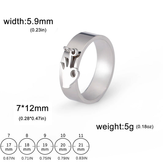 Luckacco Unift Women Stainless Steel Charms Rings Flower Leaf Spider Paw Pendant Finger Ring Fashion Minimalist Couple Jewelry