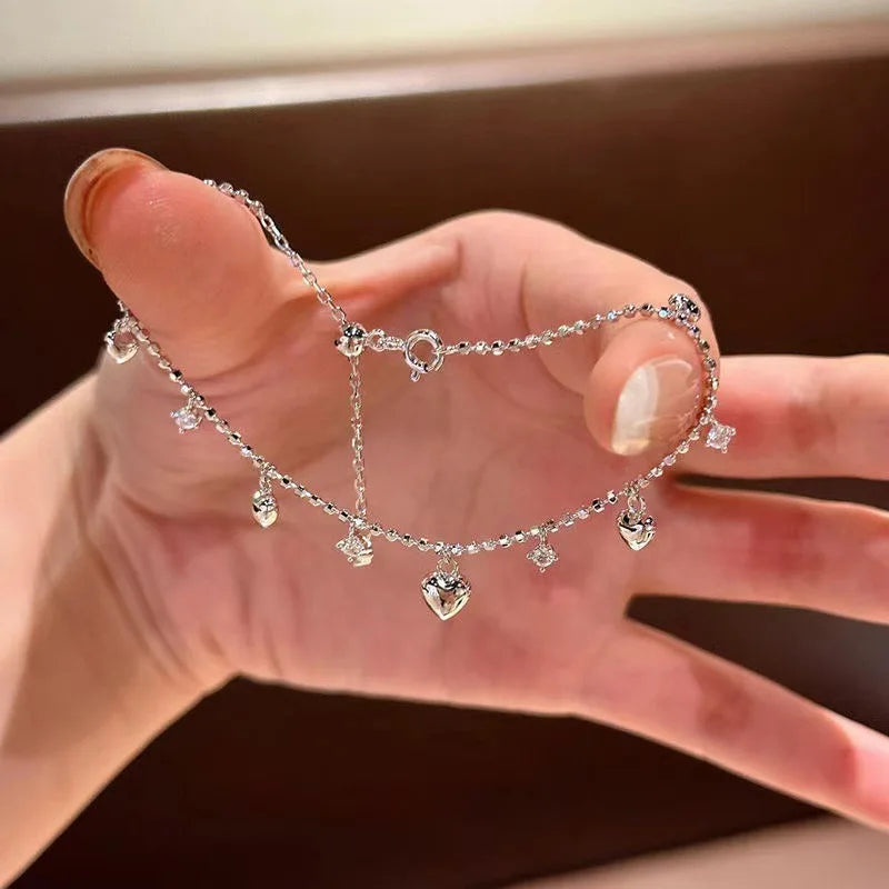 luckacco alloy bracelet new high-end jewelry minimalist zircon charm chain style bracelet for women