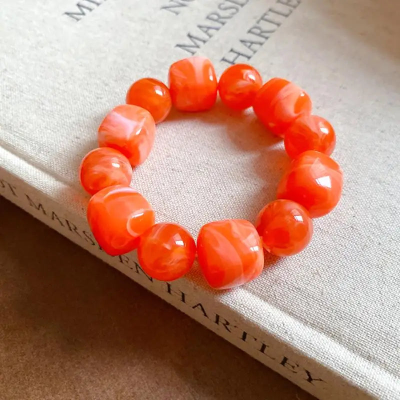 luckacco women's bracelet with square and round acrylic beads; simple european and american inspired design, korean fashion accessory