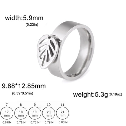 Luckacco Unift Women Stainless Steel Charms Rings Flower Leaf Spider Paw Pendant Finger Ring Fashion Minimalist Couple Jewelry