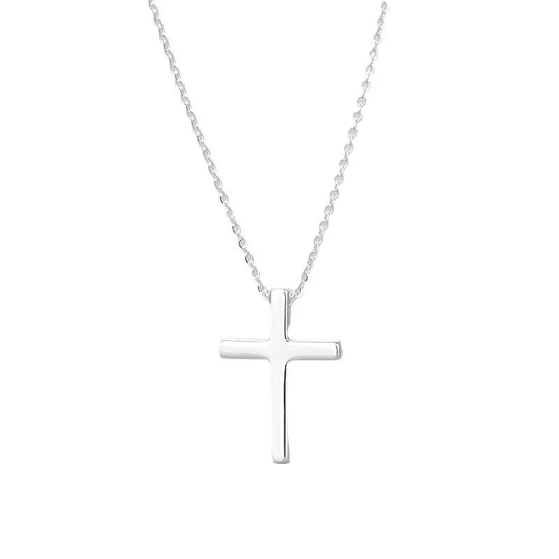 luckacco 925 sterling silver necklace for women adjustable simple cross shape necklace o-chain choker necklaces birthday gift chocker