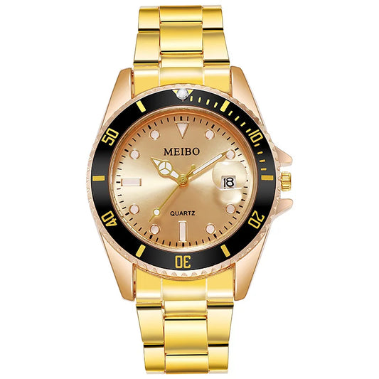 Luckacco New Fashion Men Luxury Calendar Quartz Watch Mens Famous Stainless Steel Casual Watches Relogio Masculino Male Wristwatches Hot