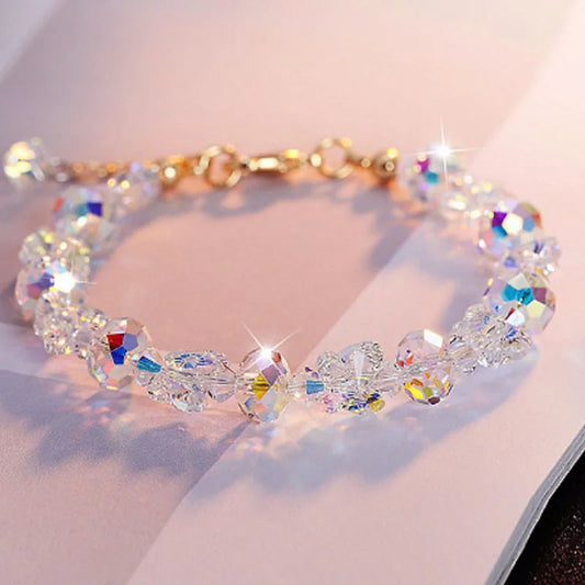 Luckacco New AB Butterfly Crystal Beaded Bracelets Women Sweet Temperament Handwork Bracelets&Bangles Charms Jewelry Making Men Bracelet