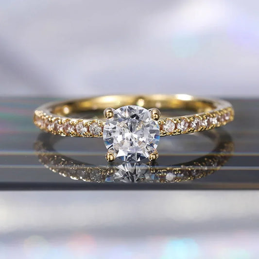 Luckacco Wedding Band Eternity Rings Women Brilliant Round Zirconia Luxury Engagement Rings Thin Elegant Female Jewelry