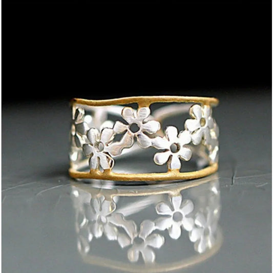 Luckacco Creative Sunflower Adjustable Opening Ring for Women Exquisite Daisy Flower Ring Jewelry Accessories Bague Moissanite Véritable
