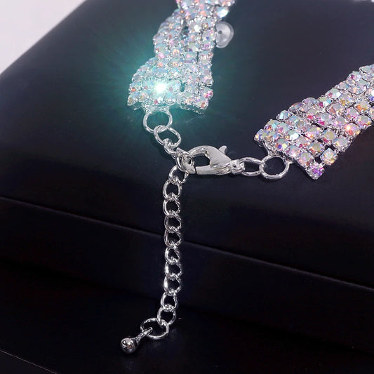 Luckacco Luxury Shining Colorful Rhinestone Bracelet for Women Adjustable Charm Silver Color Bracelet Wedding Bracelets & Bangles Jewelry