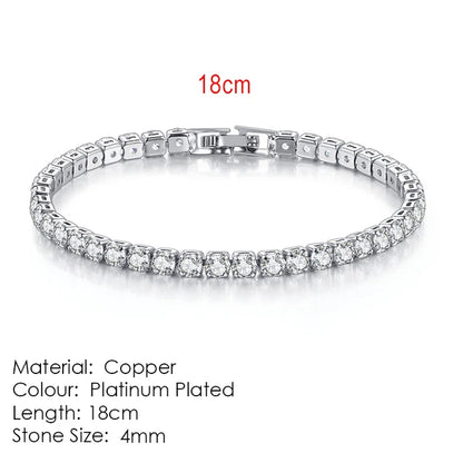 Luckacco Fashion Multicolor Tennis Bracelet for Women 2.5/3/4/5mm Zirconia Charm Designer Tennis Chain Men Bracelet Wedding Jewelry KC128