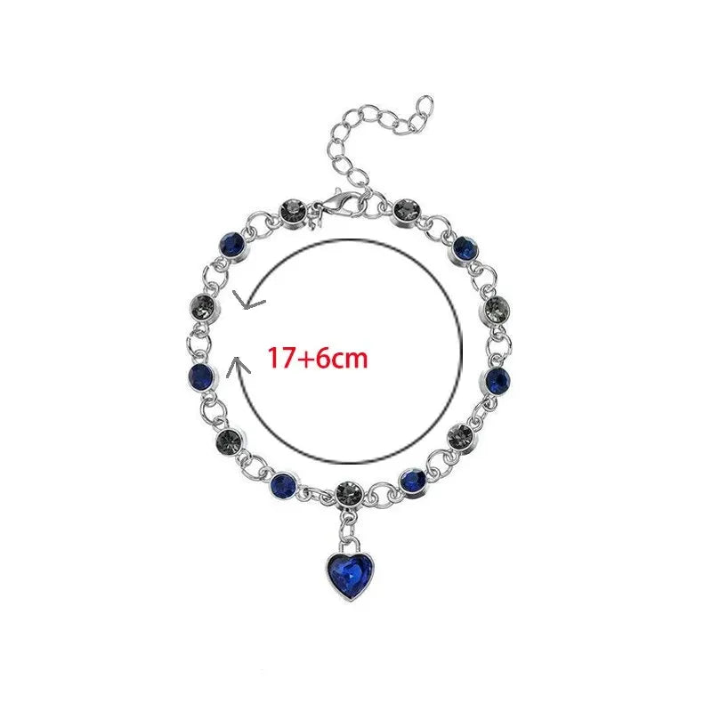 luckacco women silver color lucky bracelet female blue crystal heart charm pulseras bracelet bridal wedding engagement fine jewelry gift